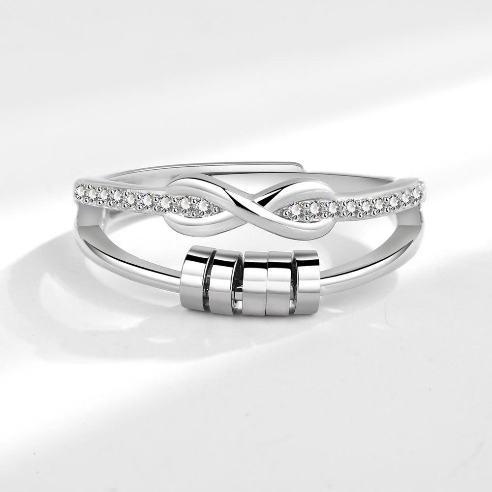 Luxury Infinite Love Adjustable Fidget Rings For Women Rotating Beads Crystal Anxiety Relief Spinning Ring Jewelry Anillos Mujer