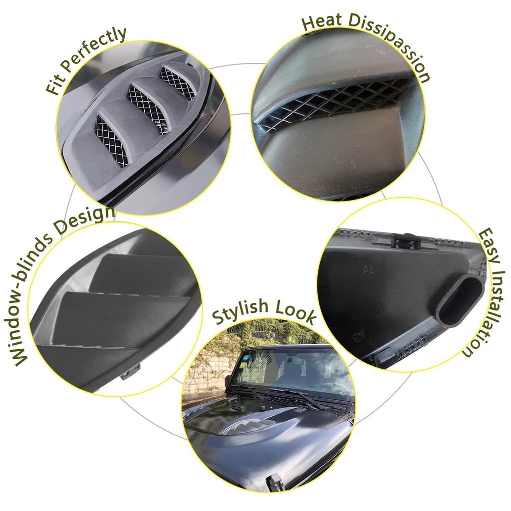 Hood Vent Louvers Cover Trim for Jeep Wrangler JK Rubicon 2007-2017 10th Anniversary Hood Vent Covers Car Styling Accessories