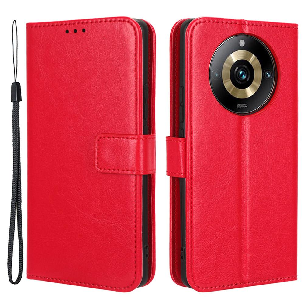 

Phone Leather Case for Realme 11 Pro+ 5G/11 Pro 5G,Crazy Horse Texture Stand Wallet Phone Cover Red