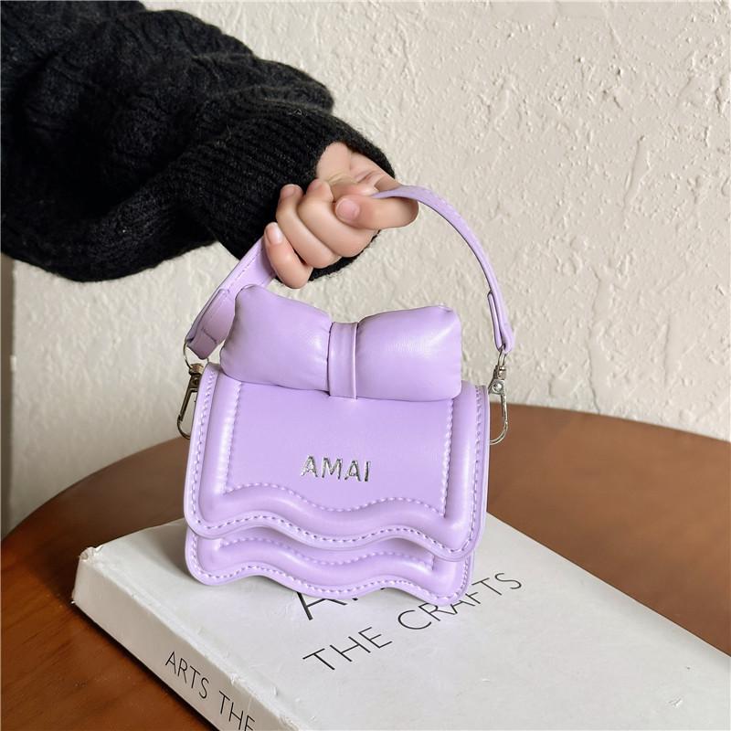Cute Mini Bow Girl Pu Leather Versatile Single Shoulder Crossbody Coin Purse