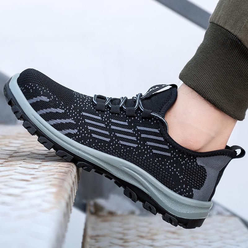 

мужская мода дышащие рабочие ботинки со стальным подноском летние защитные ботинки кроссовки для рабочих сетка для воздуха инструменты защитная обувь защищать 275 чёрный