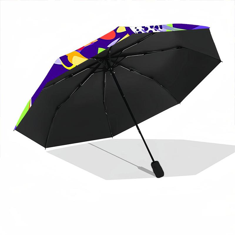 1PC Tiger Artwork Automatic Windproof Umbrella 8 Rib Portable Folding Black Iron Frame for Outdoor, Beach, Travel, Beach Umbrella S13