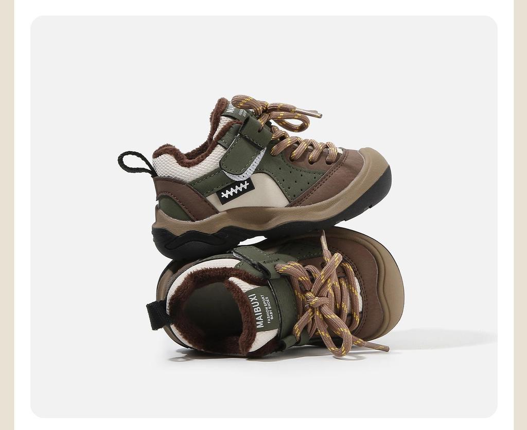 Children's Fleece-Lined Winter Shoes: Non-Slip, Soft Sole, Color-Block Sports and Casual Styles for Boys and Girls