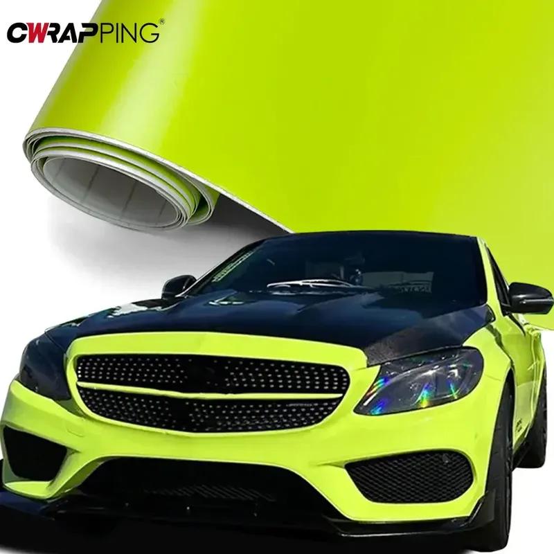 Matt Yellow Car Stickers Self-adhesion Car Body Film DIY Decor Decals Scratch Resistant Color Change Film Cover Air Release Foil