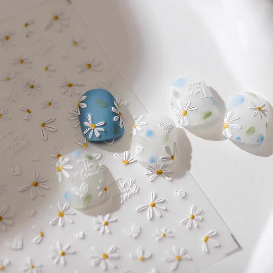 

Matte Translucent Flower Nail Stickers - TS-3687 Fresh White Florals