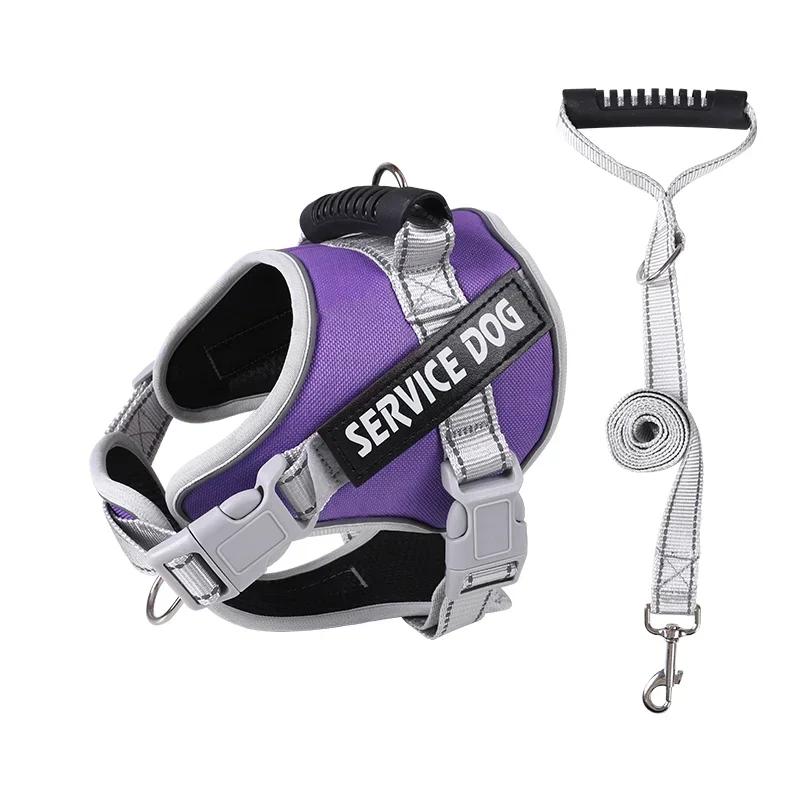 Service Dog Harness with Custom ID Tag Adjustable Dog Harness Dog Vest Leash for Large Dogs Outdoor Dogs Training Accessories