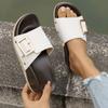 Fish-mouthed Thick-soled Belt Buckle One-strap Casual Slippers, Fashionable Large-sized Beach Women's Shoes