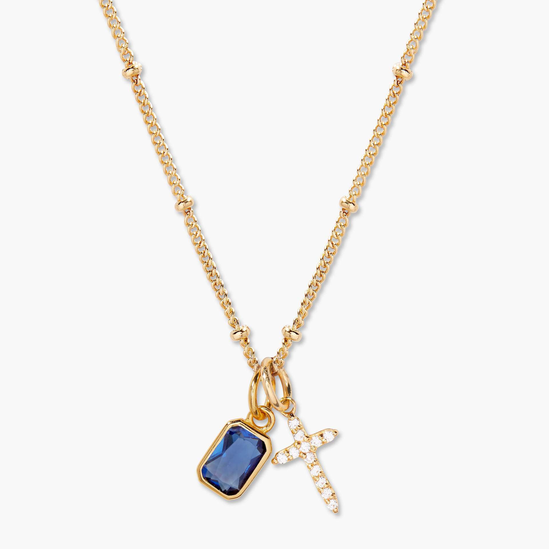 Full Diamond Zircon Cross Birthstone Necklace Female, Family Friend Graduation Gift Necklace Female