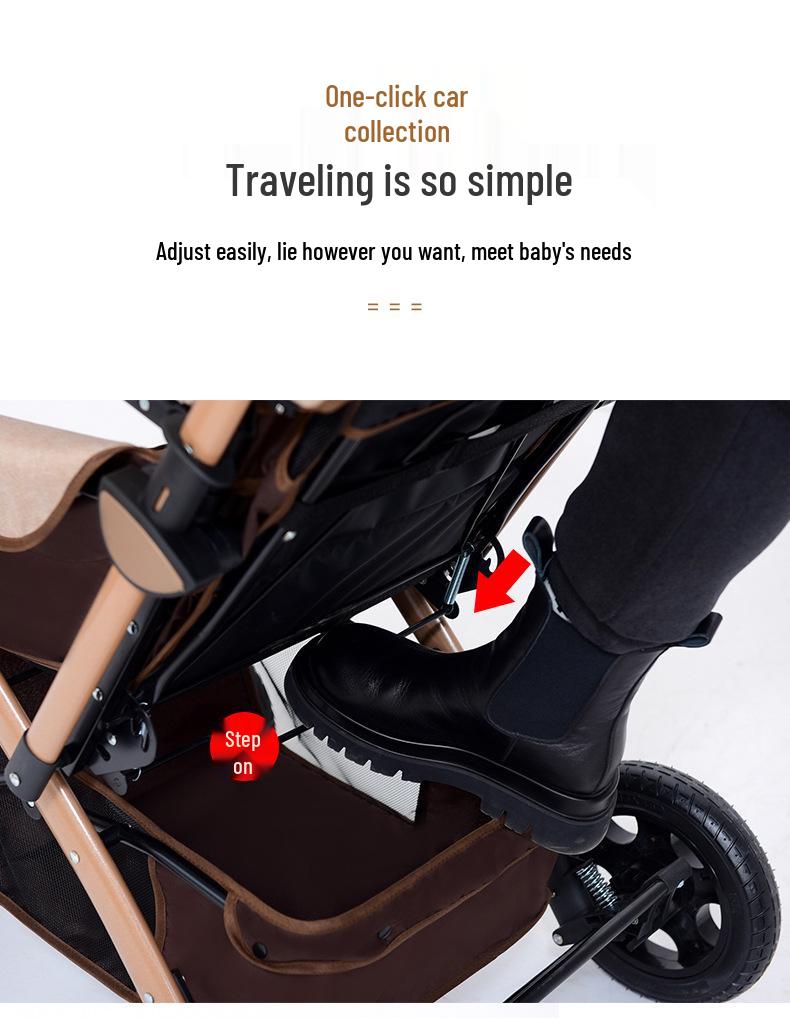 Lightweight Two-Way Baby Stroller: Foldable, High Landscape Design for Sitting or Lying Down, Ideal for Newborns