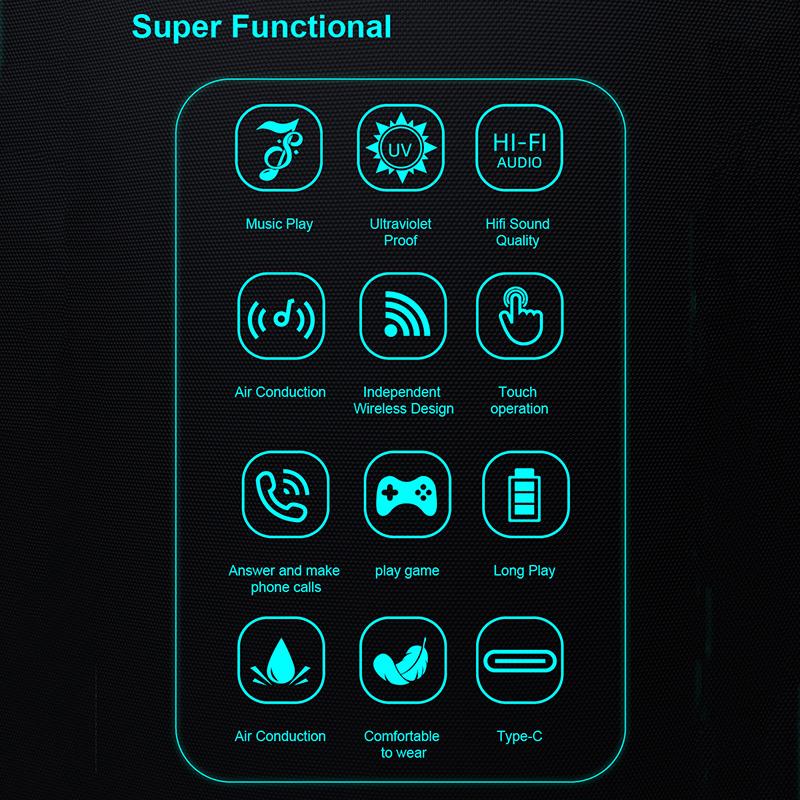 Smart Bluetooth 5.4 Stereo Headset Glasses Wireless Sports Earbuds Anti-blue Light Smart Sunglasses