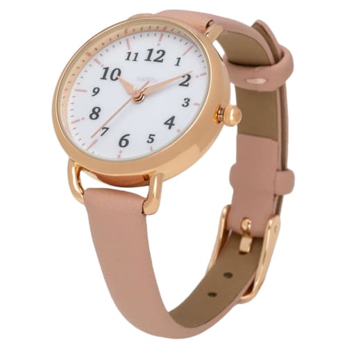 Fieldwork Women's Analog Watch with Leather Strap, Nickel-Free, Long-Lasting Pink, NF Fool YM086-3