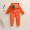 Children's Halloween Long-Sleeved Cushaw Shape Hooded Foot-Covering Romper