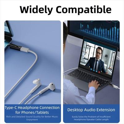 Male To Female USB Type-C To 3.5mm Converter No Delay HiFi USB-C To AUX Connector DAC Plug and Play Audio Adapter