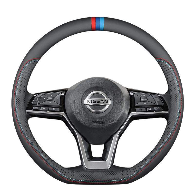 Genuine Leather Steering Wheel Cover for Nissan Teana 14th Gen, Sylphy, Classic Tiida, Sunny, Bluebird, Qashqai, X-Trail