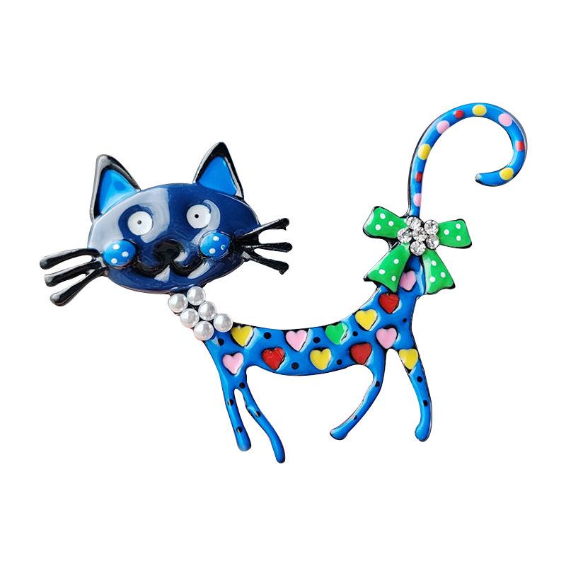 Premium Korean Cartoon Kitten Oil-Drop Brooch - Elegant Animal Pin for Women
