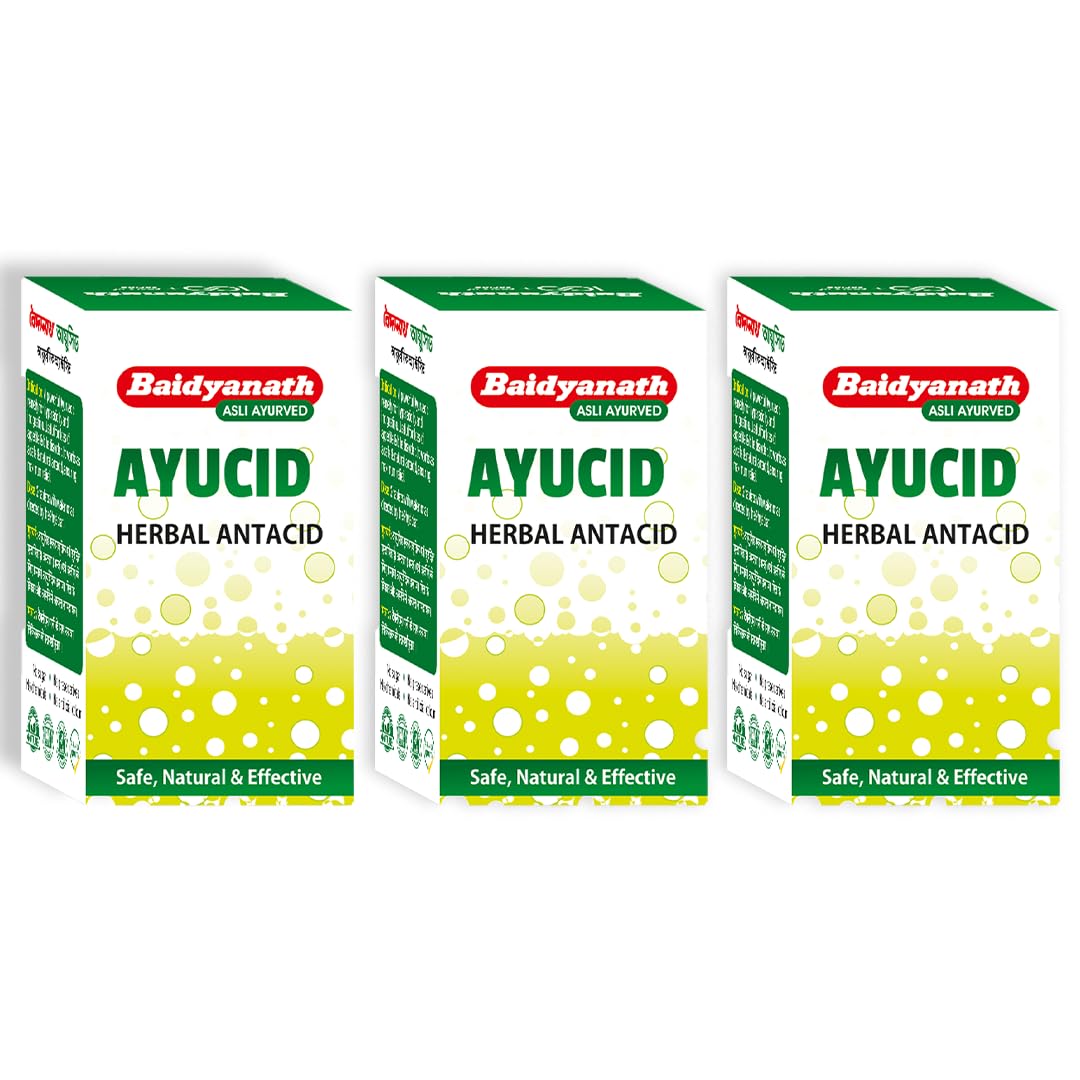 

Baidyanath Ayucid Ayurvedic Herbal Antacid Tablets 50 x Pack of 3 for Digestive Health