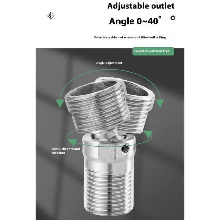 360 Grad verstellbare abgewinkelte gebogene Basis Edelstahl Duschhahn-Adapter Gebogene Füße für Küche und Bad
