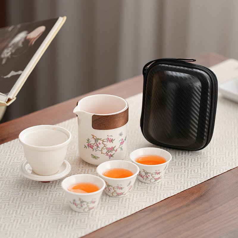Travel Tea Set Fresh Wisteria Tea Set Portable Kung Fu Ceramic Outdoor Camping Kuaike Cup Business