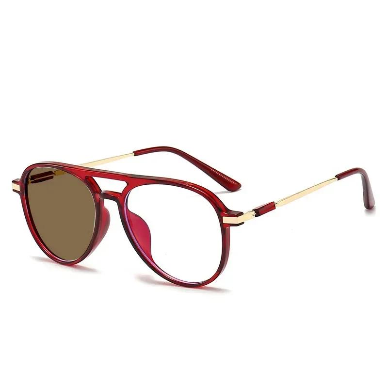 

New Double Beam Color Changing Reading Glasses for Men HD Photosensitive Anti Blue Light Eyewear 0