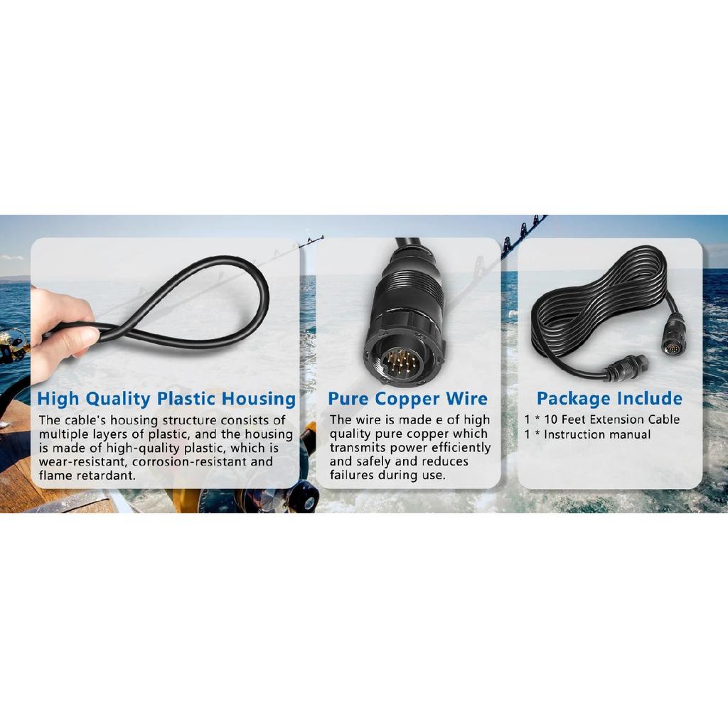 720106-1 EC M3 14W10 Transducer Extension Cable 14-pin Fit for Humminbird APEX XPLORE SOLIX and Onix Series Fish Finders