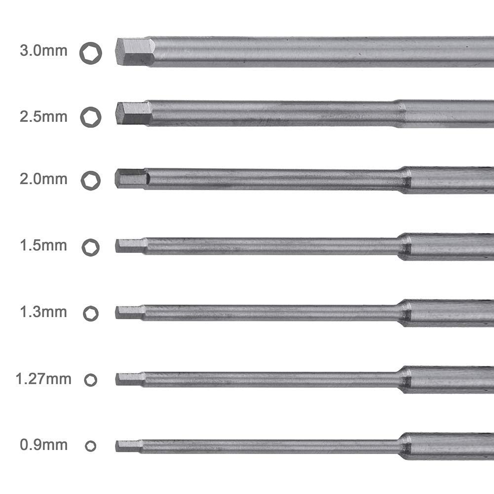 POHZE Titanium Nitride Hex Wrench Driver Set for Drones Set, 7-Piece (0.9mm, 1.27mm, 1.3mm, 1.5mm, 2.0mm, 2.5mm, 3.0mm)