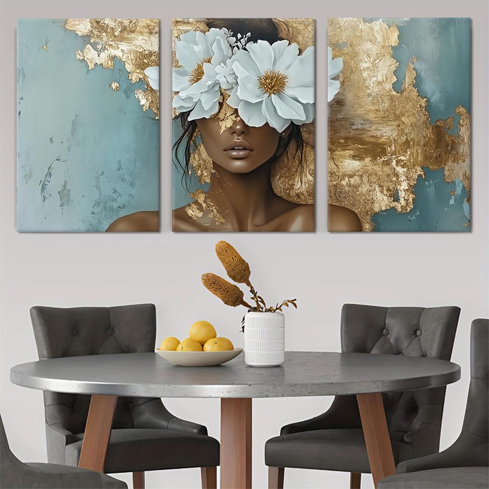 3 pieces of modern abstract canvas decorative paintings, light luxury gilded blue gray gradient texture, living room entrance ha (as the picture,20x30cm No Frame)