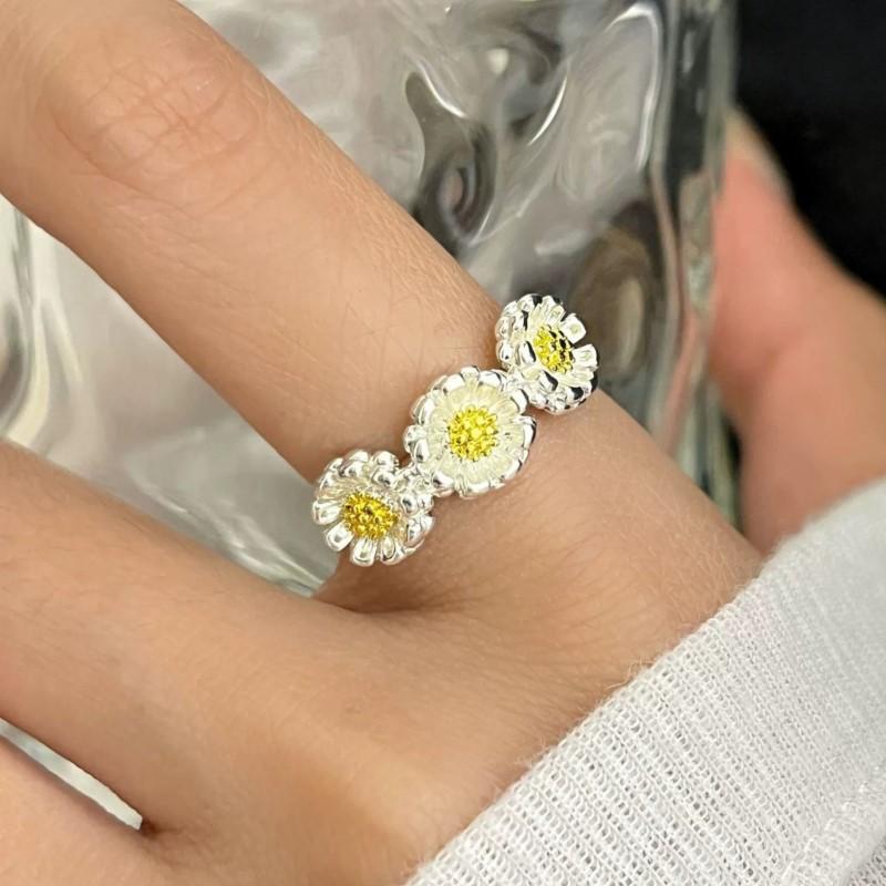 Ventfille   Kupferblumenring für Damen Gänseblümchen Süß Unregelmäßig Mode Ins Verstellbarer Schmuck Partygeschenk Dropshipping gray