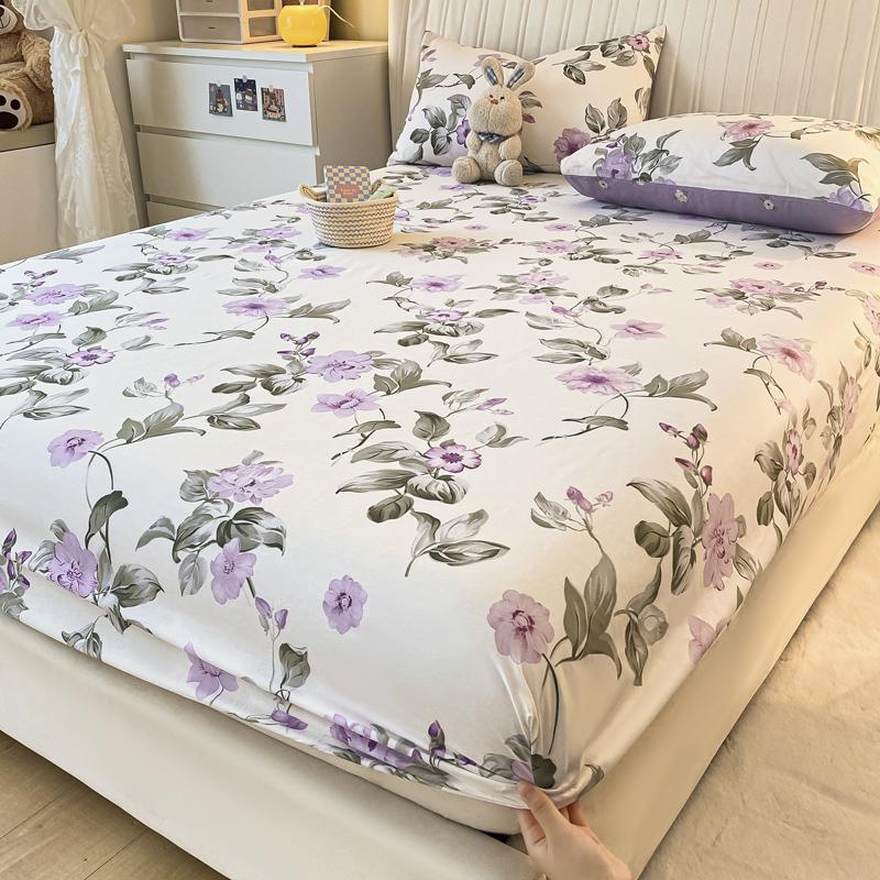 Small Fresh Floral Pattern,100% Cotton,Fitted Sheet With Deep Pocket 160x200,No Pillowcase,Soft Breathable,133x72 Fabric