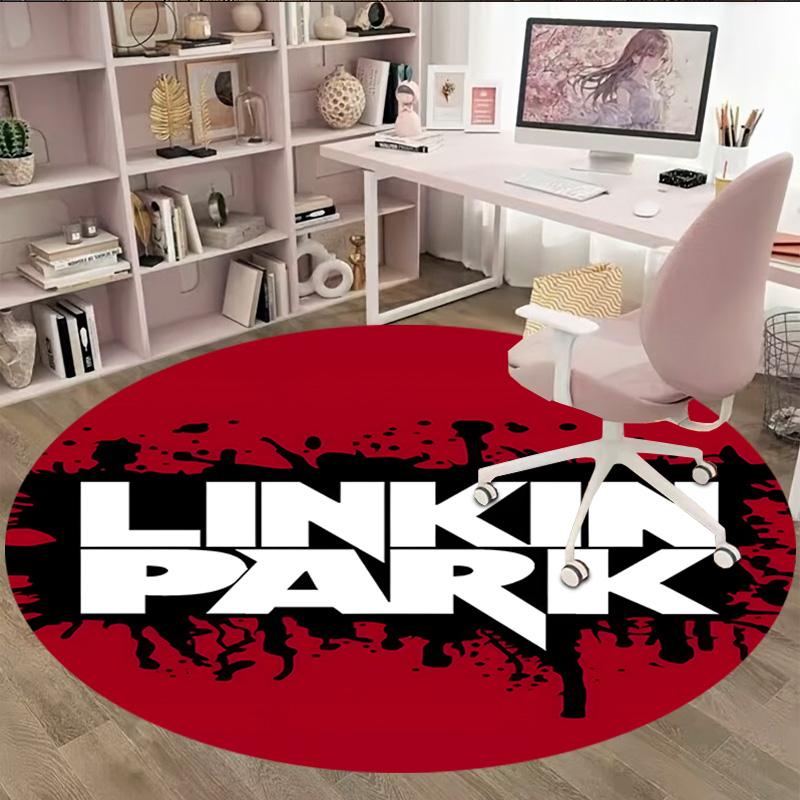 1pc Linkin Park3 Print Round Carpet Chair Round Carpet Suitable for Bedroom Living Room Home Decorative Carpet