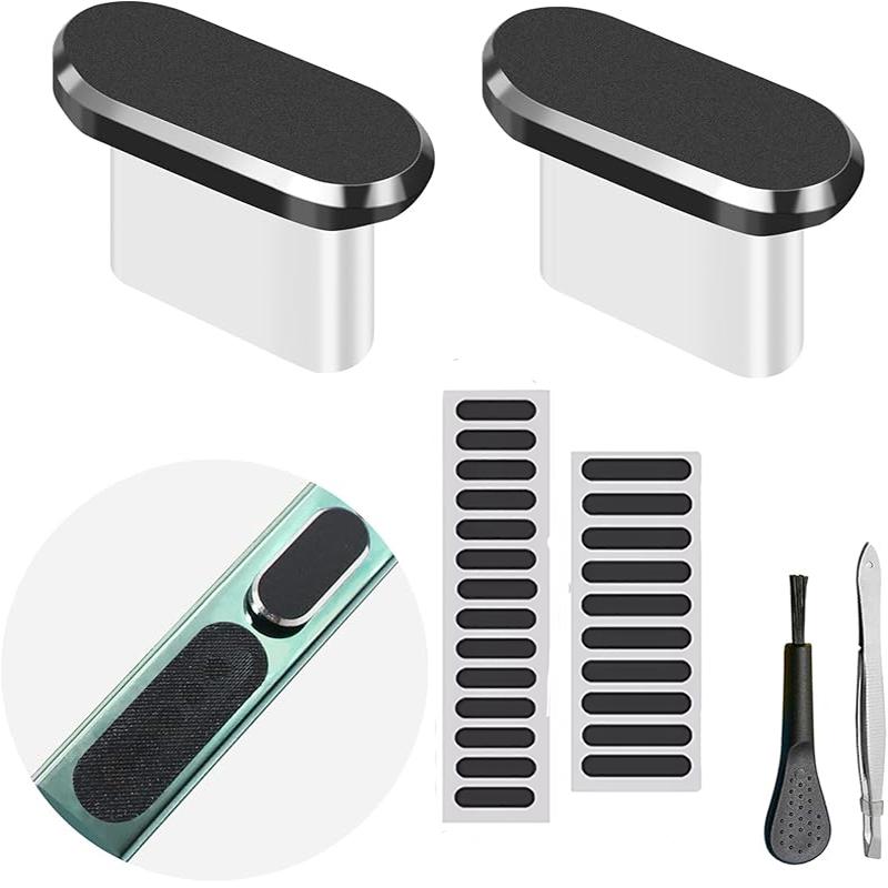 28pcs Universal Phone Dust Plug Set, Type C Port Cover & Speaker Protector For iPhone 15 & Up Series and Samsung Galaxy models.
