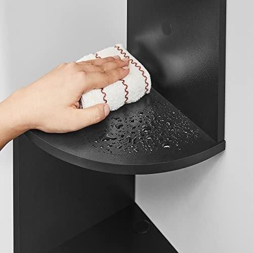 5 Tier Corner Shelf for Wall Mount, Wooden Display Shelf, for Kitchen, Bedroom, Living Room, Office, Black