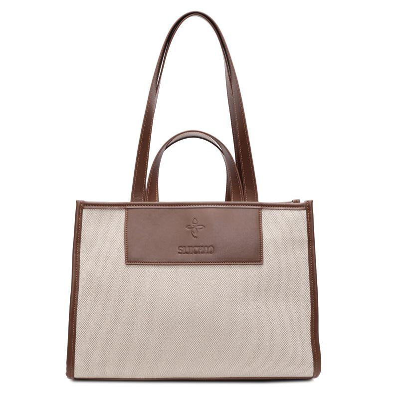 Women s Large Capacity Canvas Tote Bag - Versatile & Stylish Handbag for Work and Casual Outings коричневый
