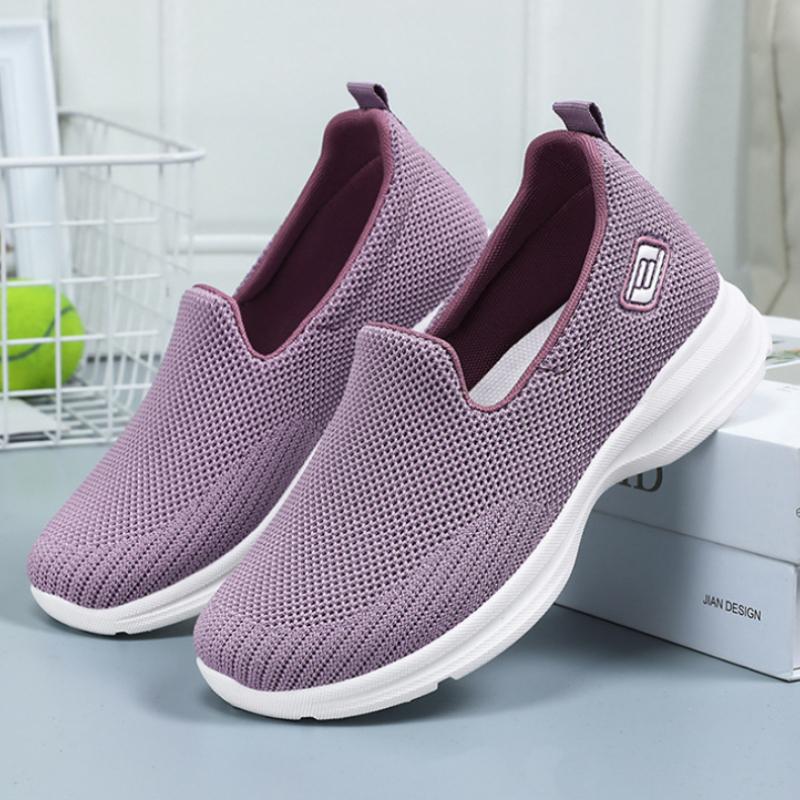 Summer Cloth Shoes, Single Shoes, Shallow Mouth Casual Shoes, Middle-aged and Elderly Solid Color Mother's Shoes
