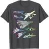 F14 Tomcat Gevechtsvliegtuigen Grafische Print Katoenen Crewneck T-shirt Voor Mannen