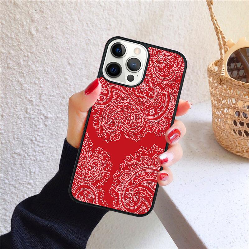 Red Bandana Paisley Phone Case for iPhone 17 Air 16 Coque 15 14 12 13 PLUS 11 PRO MAX Back Cover Fundas Shell
