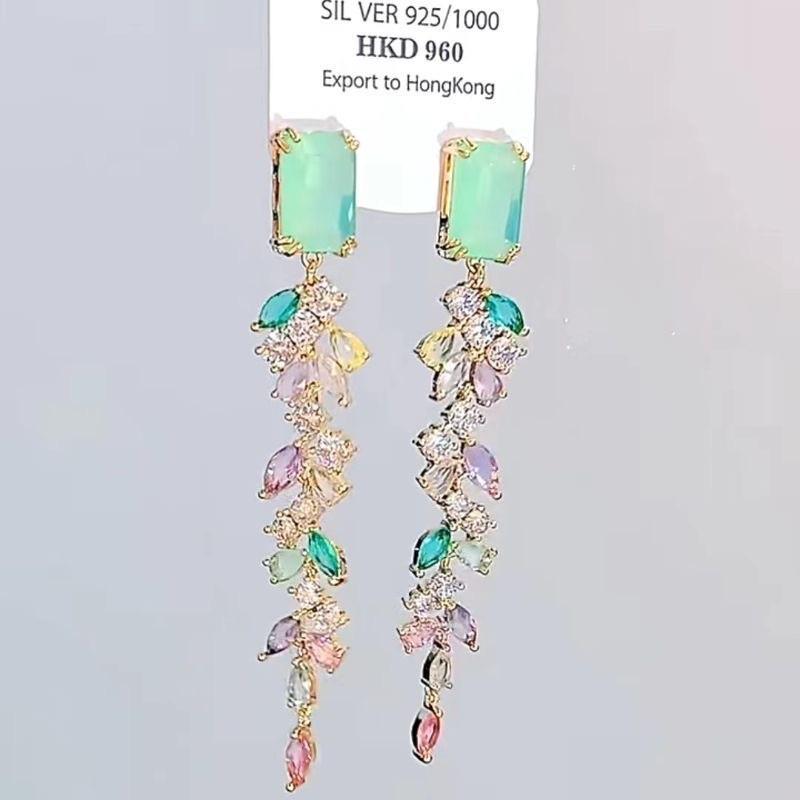 

Серьги-кисточки с глицинией и бабочками - Фиолетовый циркон, стиль Мори