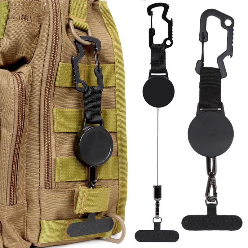 Retractable Keychain Heavy Duty with Phone Clip Fastener Tactical ID Badge Reel Strap Holder Universal Retractable Cord KeyRing