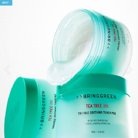 BRINGGREEN Tea Tree Cica Trouble Soothing Toner Pad 90 sheets (+90 sheets refill plan), 180 sheets, 1 piece