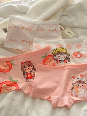 Girls' Pure Cotton Antibacterial Boxer Shorts, Korean Style - For Toddlers To Big Kids