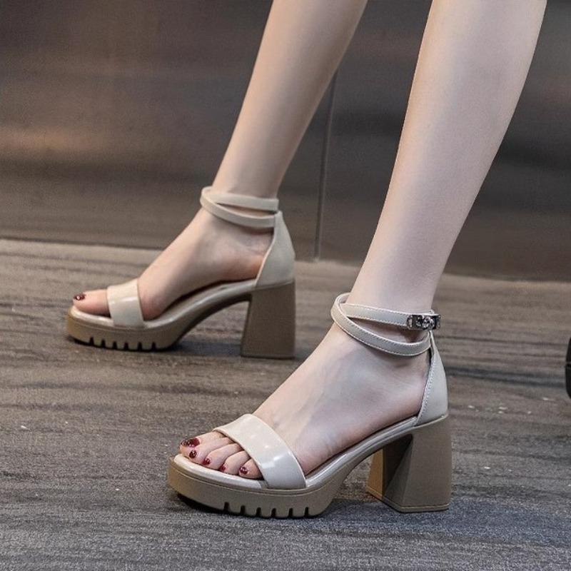 

Женские летние сандалии, новая модель, женские туфли на высоком каблуке, удобный толстый каблук, толстая подошва, водонепроницаемые, универсальные женские туфли 40