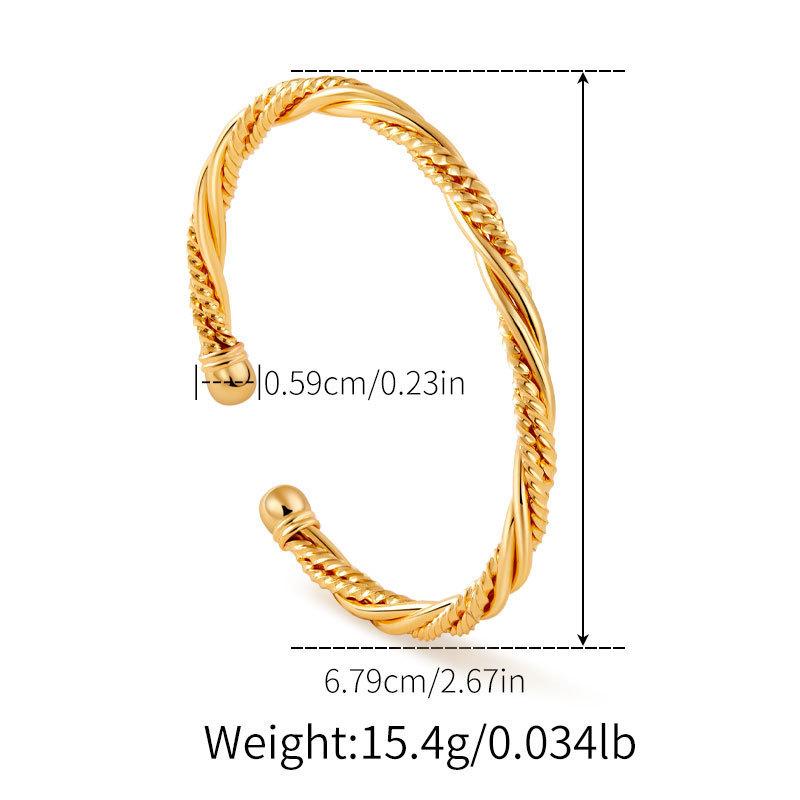 Braided cable bangle set - 18k gold plated copper open bangle