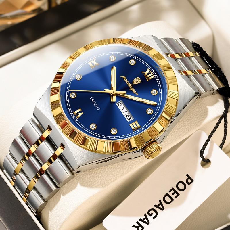 Top Brand Luxury Ultra-thin Men's Watch Diamond-encrusted Waterproof Quartz Luminous Wristwatch