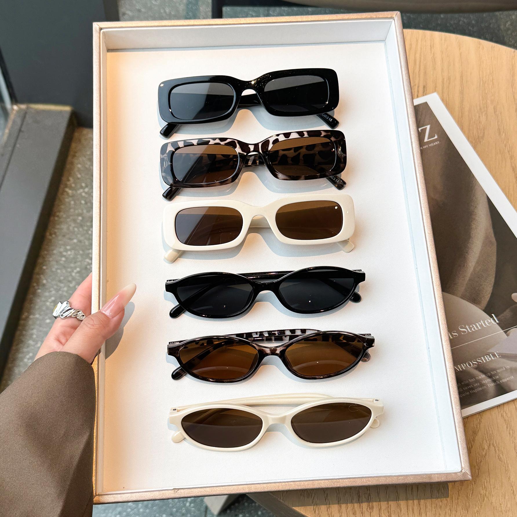 

6Pcs Fashionable Mixed Frame Eyeglasses Set, Chic Black Color, Tortoiseshell Design, European and American Fashion Style Glasses