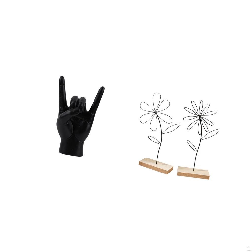 Creative Iron Hand Flower Gesture Sculpture Minimalist Metal Wire Finger Statue Decorative Ornament