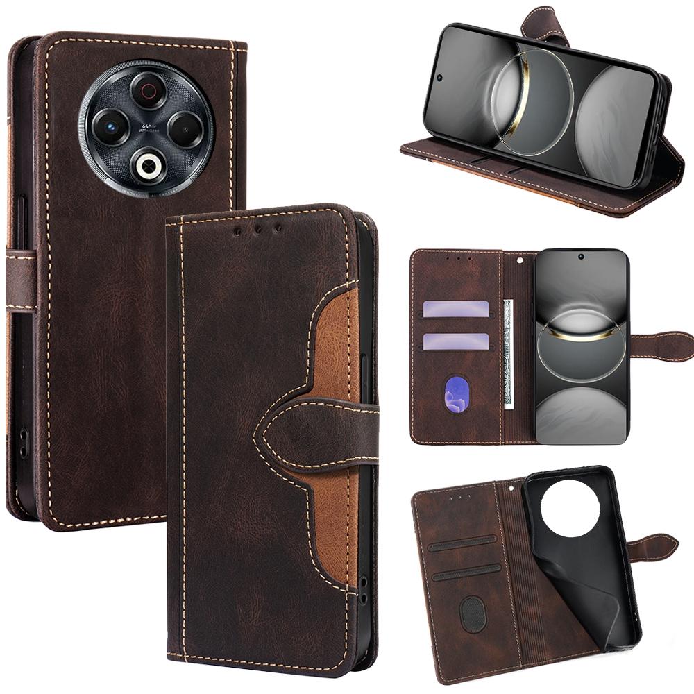 

For TECNO Spark 30 4G Case Leather Wallet Phone Cover with Straw Hat Magnetic Clasp Brown