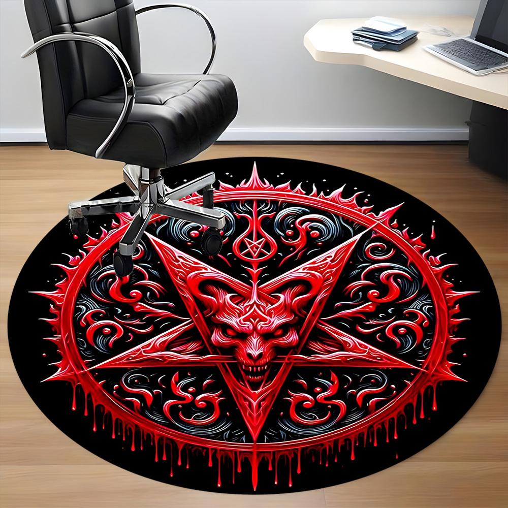 1pc Baphomet Symbol Carpet for Office Non-Slip, Round Carpet, Soft & Comfortable, Carpet for Office, Lightweight Round Floor Mat Yy251226067