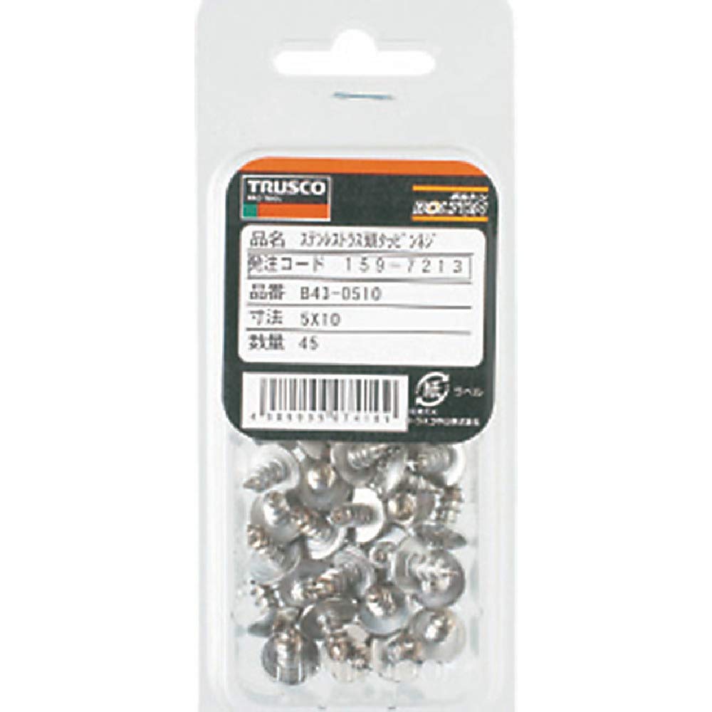 TRUSCO Truss Head Tapping Stainless M4 X Pack of Screws, Steel, 16, 60, B43-0416