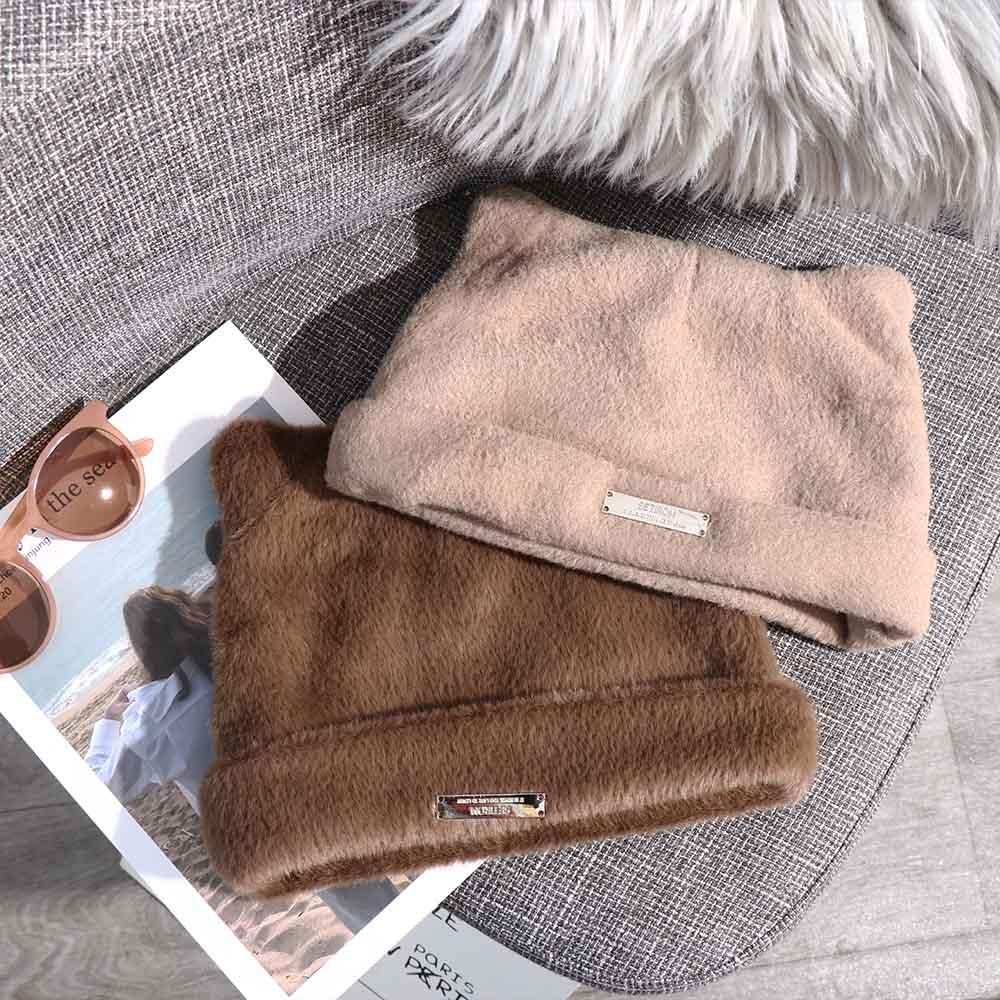 Letter Cat Ears Hat Fluffy Winter Plush Hat Fashion Knitted Cap Streetwear