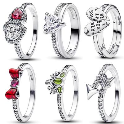 Novo anel em prata 925 com desenho de lótus, coração, flecha e arco, ideal para mulheres e mães. Perfeito para casamentos, Dia dos Namorados e outras ocasiões especiais. Uma joia encantadora para presentear.