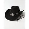 Western cowboy style faux suede hat Vintage metal decorative hollowed-out belt accessory Stage Performance Outdoor Party